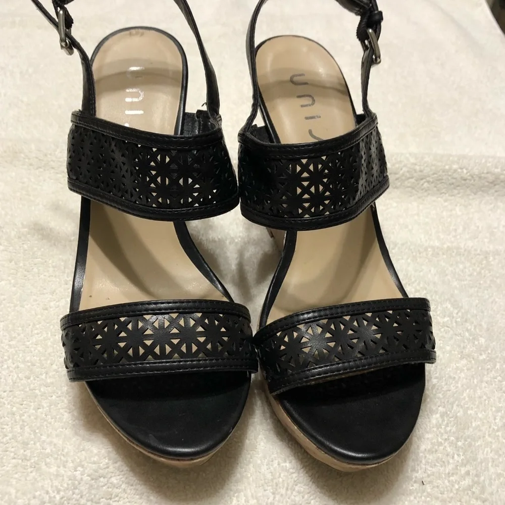 Unisa Black Wedge Sandals